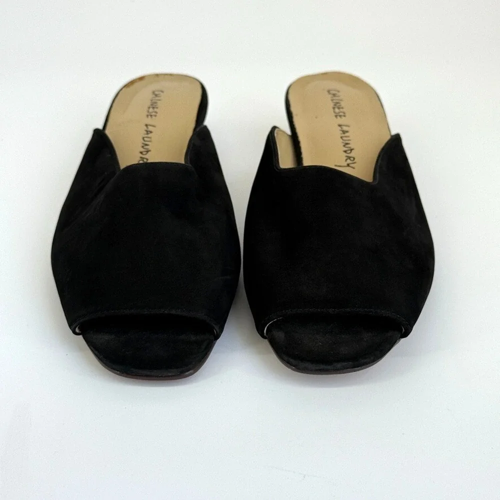 Vtg Y2K Chinese Laundry Womens Marilyn Mules Size 9 Suede Heels Minimalist 90s - Picture 3 of 10